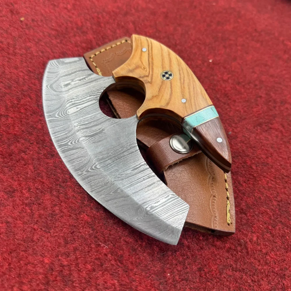 il_1588xN.6626227084_2gpl Custom Damascus steel Ulu knife with a curved blade and wooden handle