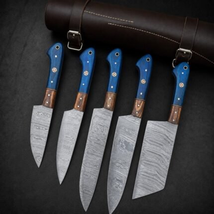 Handmade Damascus Steel Chef Set | Artisan Kitchen Tools