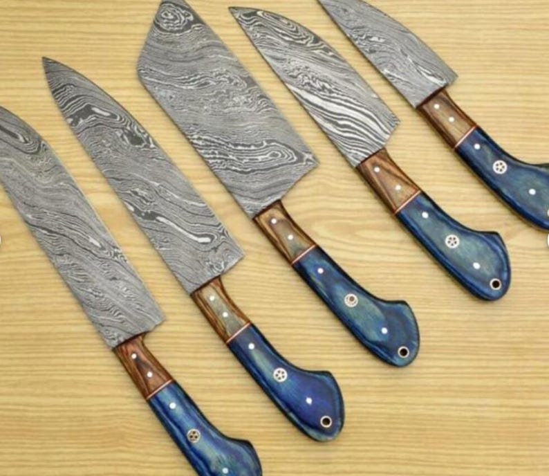 damascus-steel-chef-tool-set8 Handmade Damascus Steel Chef Tool Set | Artisan Kitchen Tools