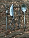 Handmade iron medieval cutlery set twisted handle