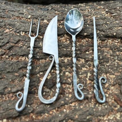 Hand Forged Iron Medieval Cutlery Set